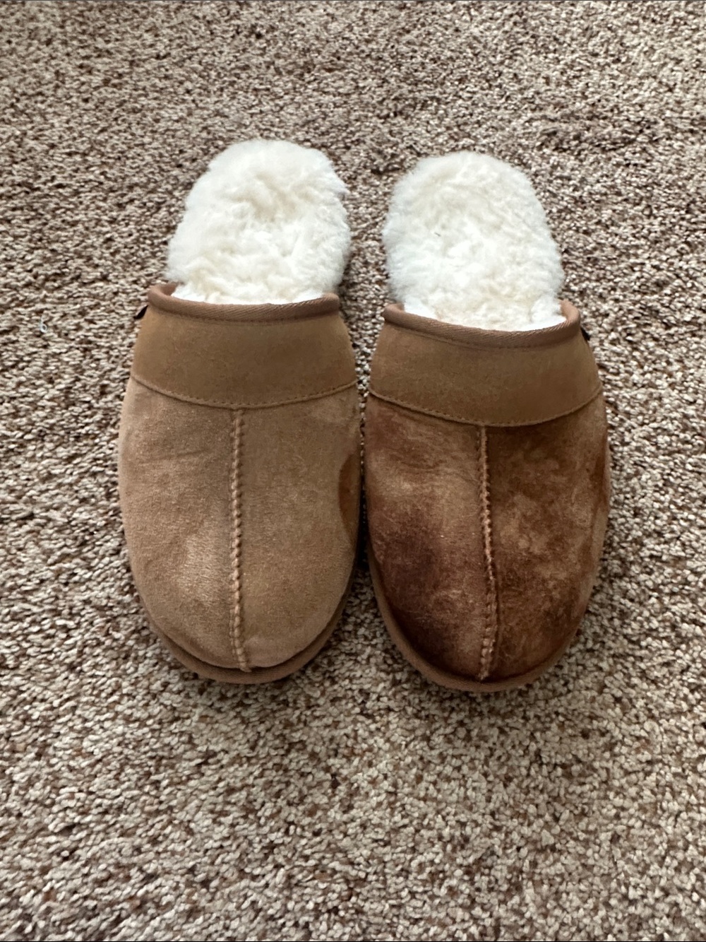 UGG Chestnut Suede Shearling-Lined Slip-On Mule